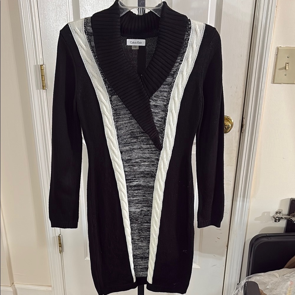 Calvin Klein Black and White Sweater Dress